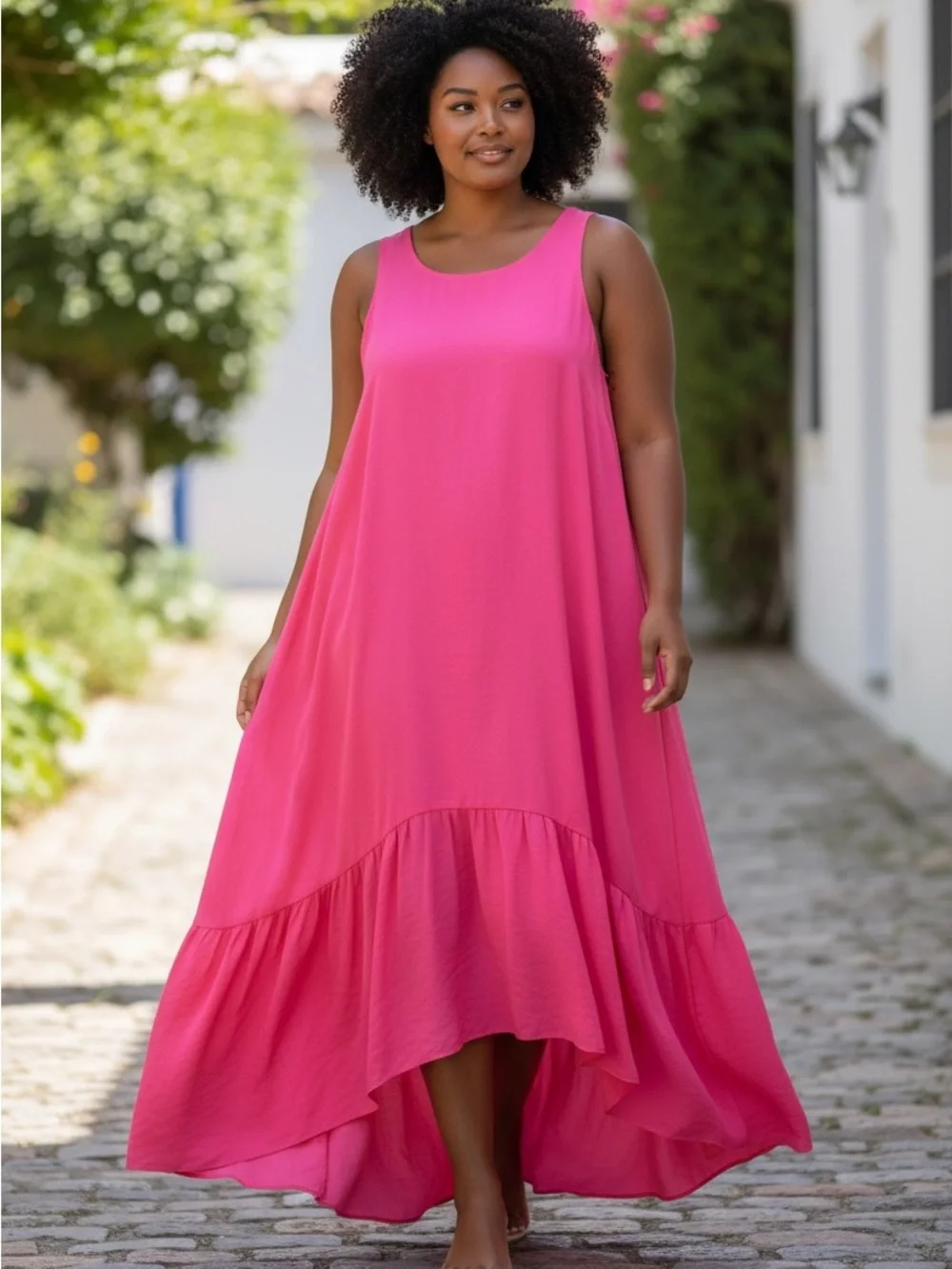 Lane Bryant Hot Pink Sleeveless High-Low Maxi Dress - Picture 3 of 4